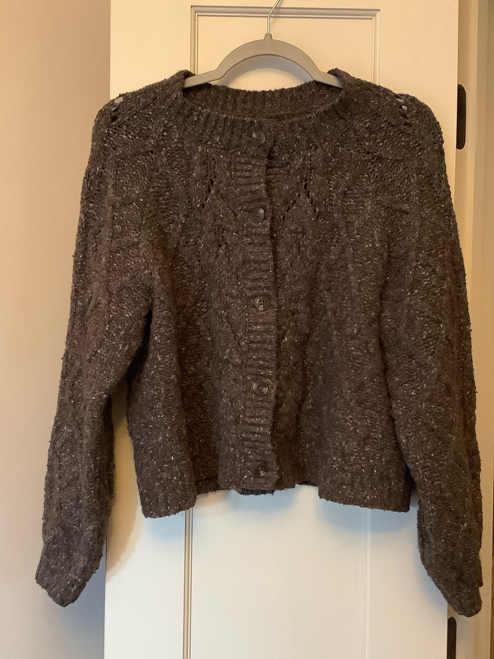 Lucky Brand Chocolate Brown Button-Up Cable Cardigan